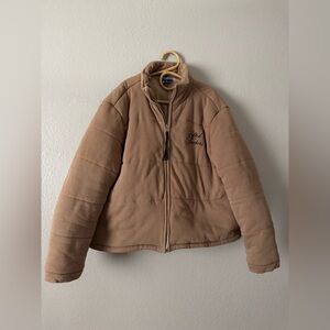 Lifted Anchors Tan Puffer Cropped Jacket